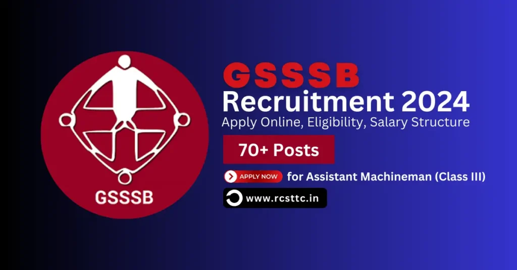 GSSSB Assistant Machineman Recruitment 2024 Apply Online, Eligibility Criteria, Salary Structure