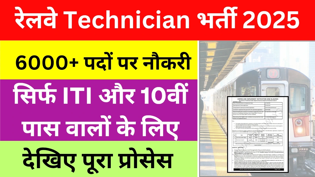 Railway RRB Technician CEN.No 02/2025 Bharti 2025